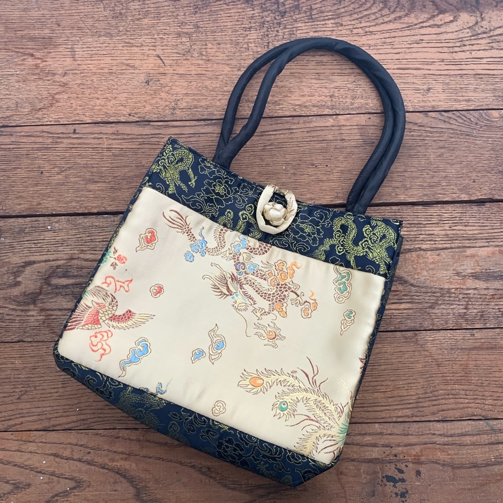 Vintage Asian Satin Shoulder Bag